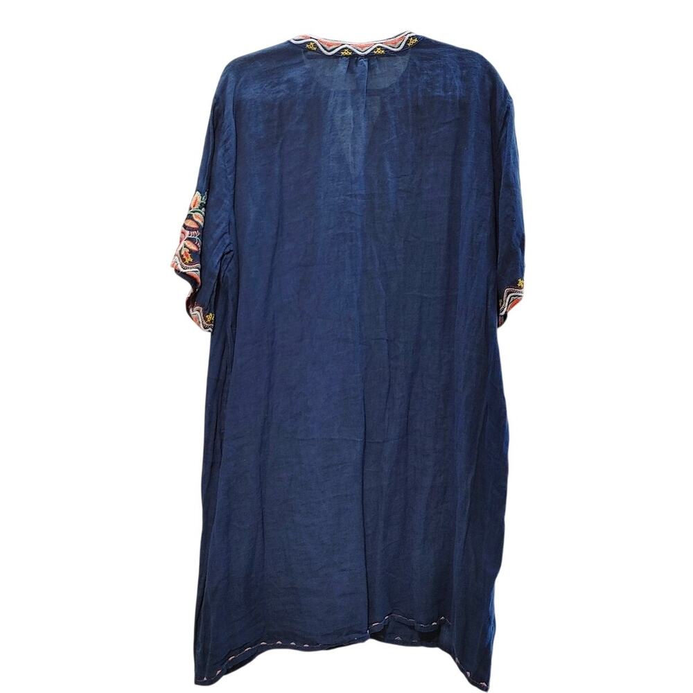 Johnny Was Workshop Tunic Dress Blue Womens Large Embroidered Boho Floral - Picture 3 of 8